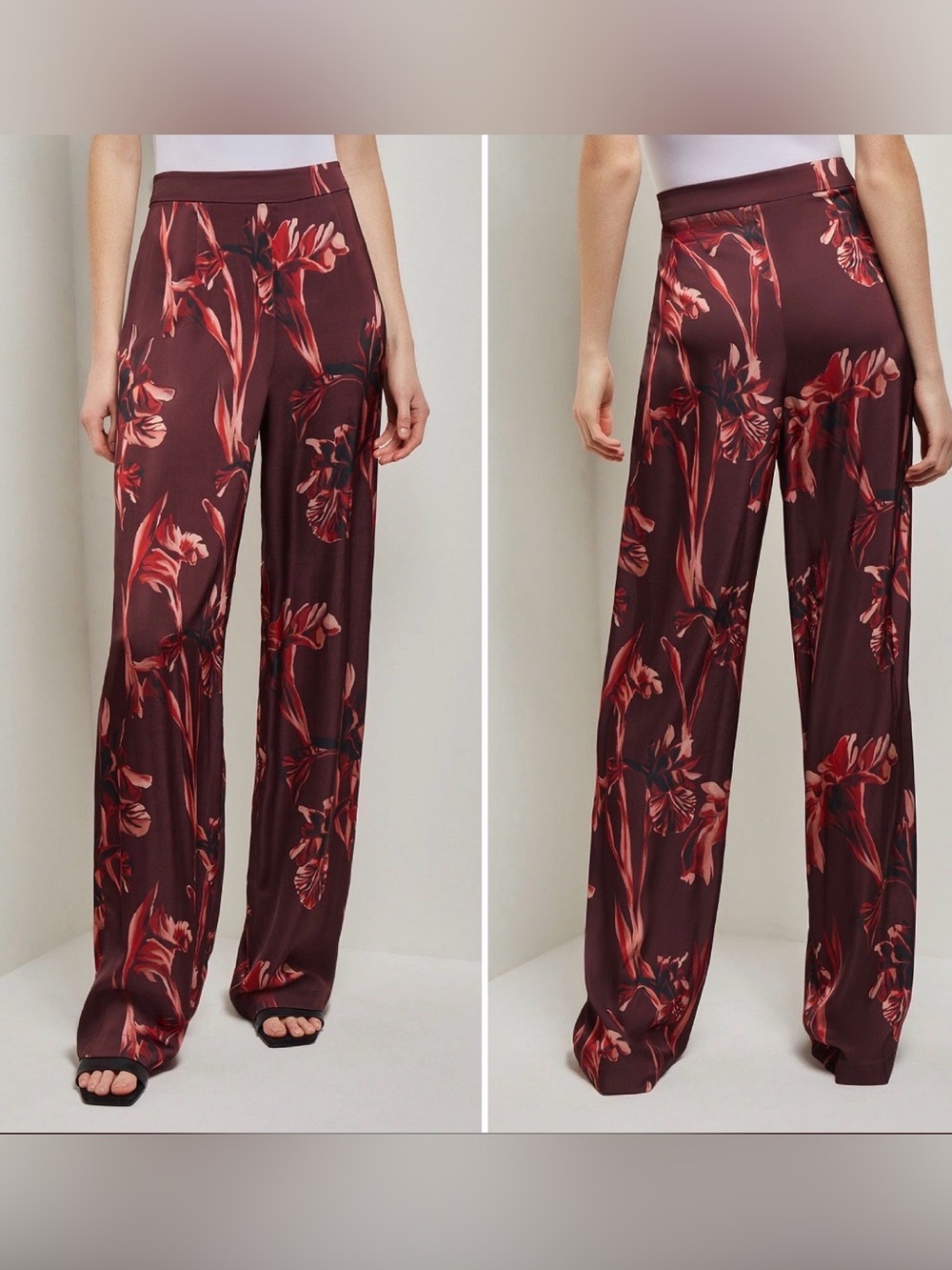 MISOOK burgundy Floral Pants in Venetian Rose